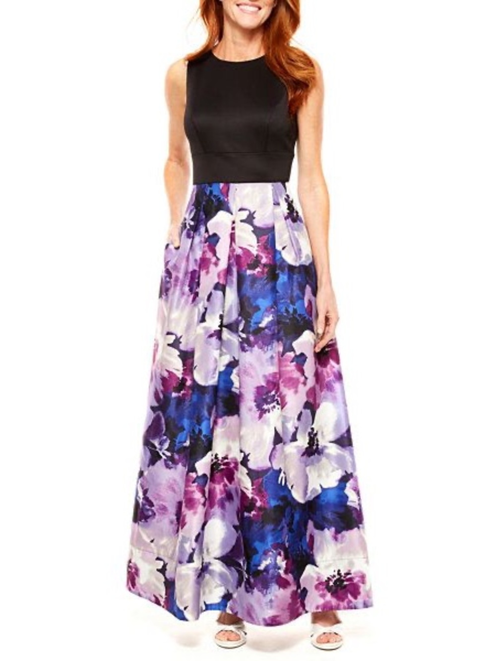 Melrose Black and Purple Floral Formal Maxi Dress